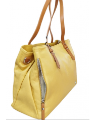 borsa donna caleidos in pelle giallo con manici  tracolla multi tasca e cerniera