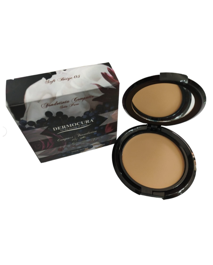 Dermocura fondotinta compatto seta pura sulla pelle Soft Beige 03