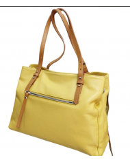 borsa donna caleidos in pelle giallo con manici  tracolla multi tasca e cerniera