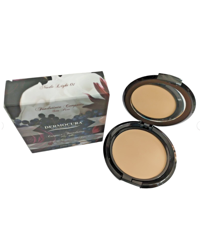 Dermocura fondotinta compatto seta pura sulla pelle colore Nude Light  01