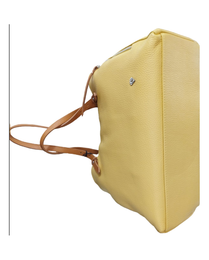 borsa donna caleidos in pelle giallo con manici  tracolla multi tasca e cerniera