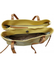 borsa donna caleidos in pelle giallo con manici  tracolla multi tasca e cerniera