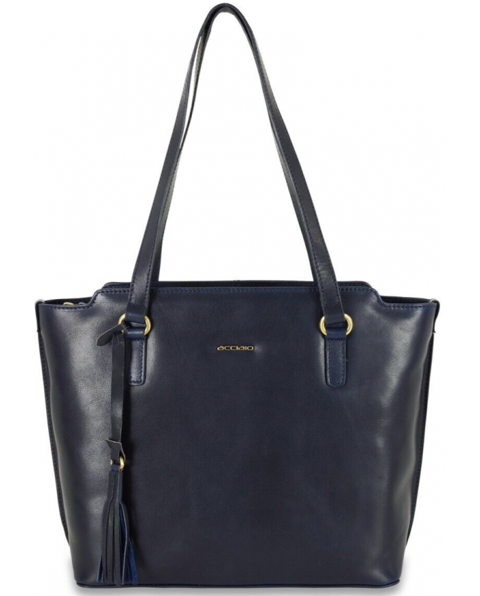 Borsa Daisy in pelle Blu per donna di classe con pochette estraibile blu sottile