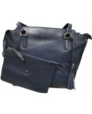 Borsa Daisy in pelle Blu per donna di classe con pochette estraibile blu sottile