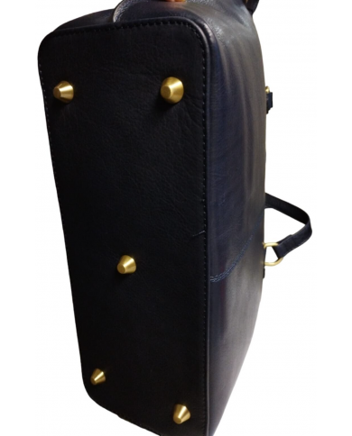 Borsa Daisy in pelle Blu per donna di classe con pochette estraibile blu sottile