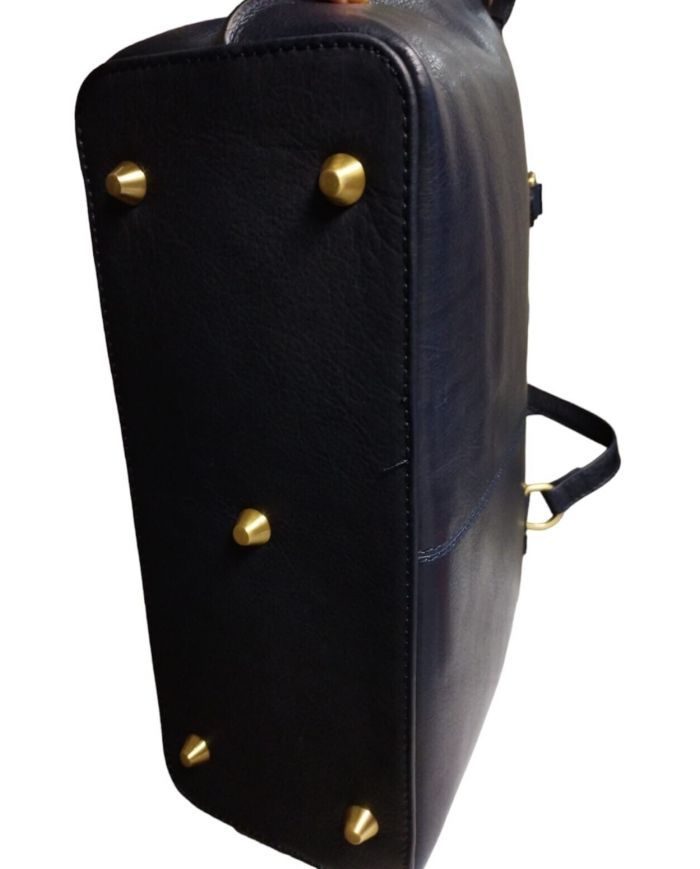 Borsa Daisy in pelle Blu per donna di classe con pochette estraibile blu sottile