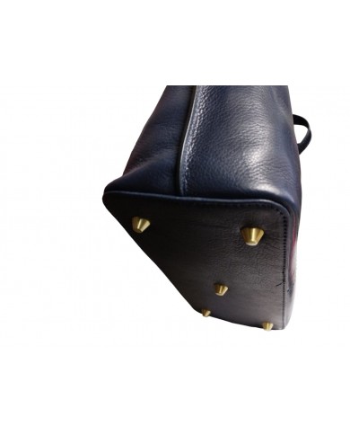 Borsa Daisy in pelle Blu per donna di classe con pochette estraibile blu sottile