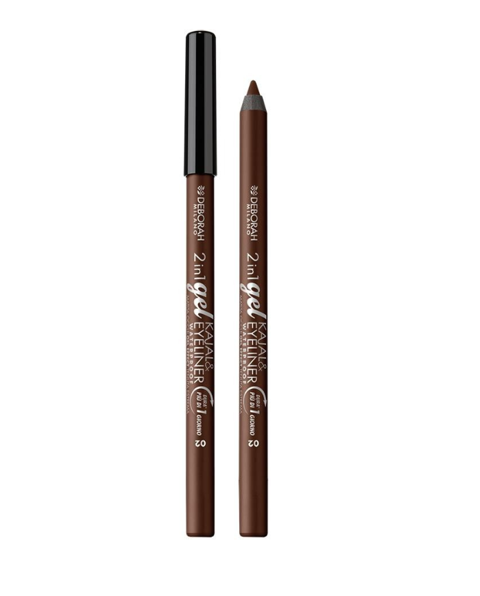 Deborah Milano Matita 2 In 1 Gel Kajal & Eyeliner 02 Brown  colore  intenso