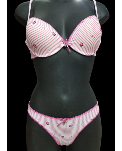 Gianmarco Venturi GMV Coordinato push-up imbottito preformato slip vita bassa peonia