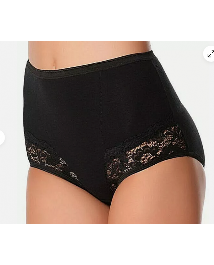 JADEA vita alta morbido cotone elastico comfort Tg 9 NERO art 06 culotta pizzo