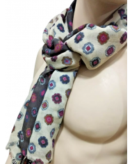 Fanatique Stola Sciarpa unisex Lana stampa digitale color crema con stampe