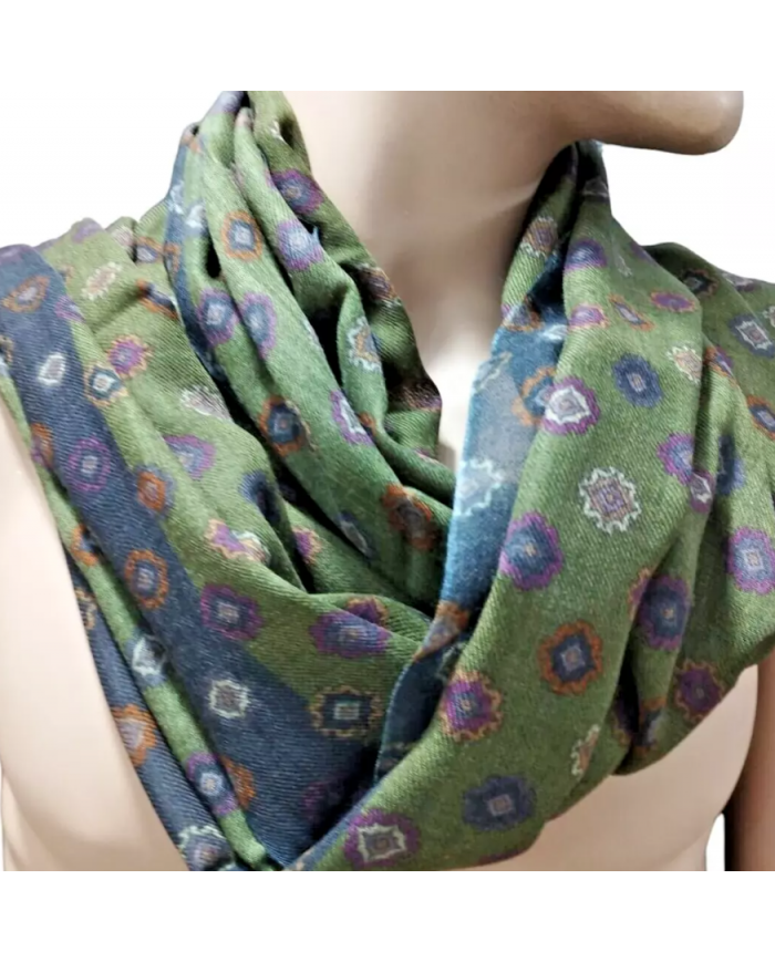 Fanatique Stola Sciarpa unisex Lana stampa digitale color verdone con stampe
