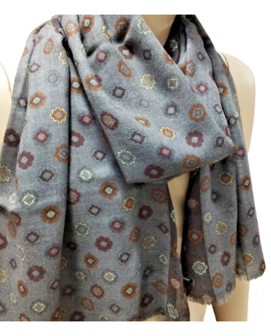 Fanatique Sciarpa Stola unisex in  Lana con stampa digitale color GRIGIO