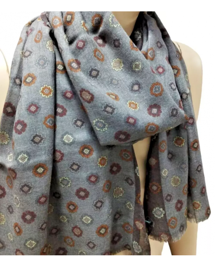 Fanatique Sciarpa Stola unisex in  Lana con stampa digitale color GRIGIO