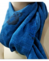 Fanatique Stola SCIARPA unisex lana stampa digitale GUFO BLU con stampe