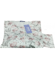Linclalor tg60 pigiama donna  in caldo cotone con  maniche e pantalone lungo fiorato