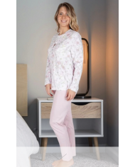 Linclalor tg60 pigiama donna  in caldo cotone con  maniche e pantalone lungo fiorato