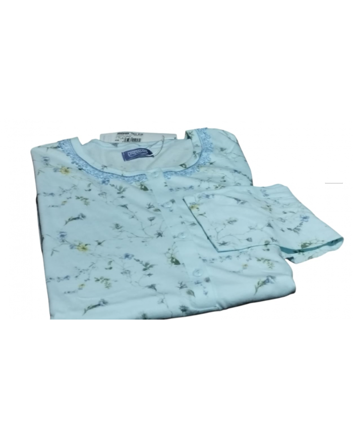 Linclalor pigiama donna  in caldo cotone con  maniche e pantalone lungo fiorato  8033561049579