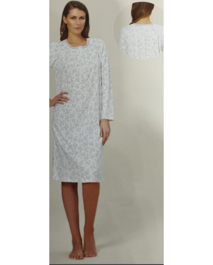 Linclalor camicia da notte raglan donna  in caldo cotone a manica lunga fiorata 8300943839128