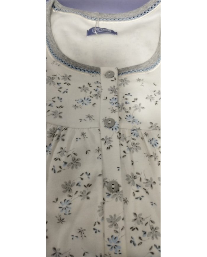 Linclalor tg 50 camicia da notte raglan donna  in caldo cotone a manica lunga fiorata