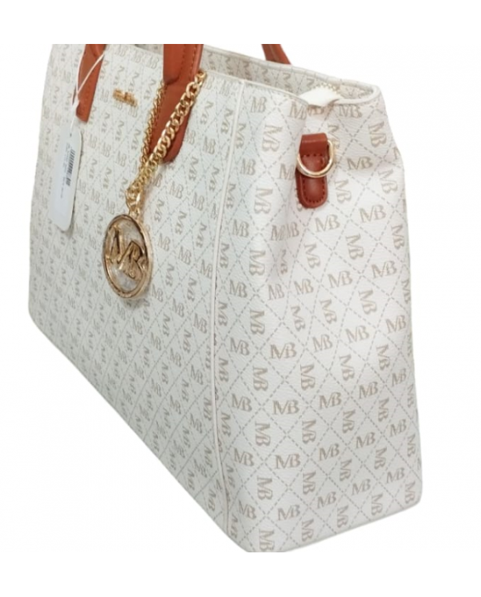 Michael Bolton borsa beige da donna con doppio manico e tracolla