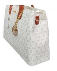 Michael Bolton borsa beige da donna con doppio manico e tracolla