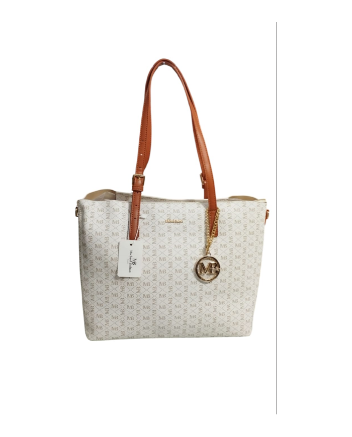 Michael Bolton borsa beige da donna con doppio manico allungabile e tracolla