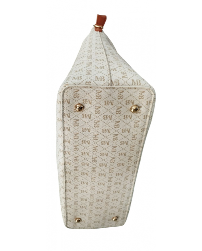 Michael Bolton borsa beige da donna con doppio manico allungabile e tracolla
