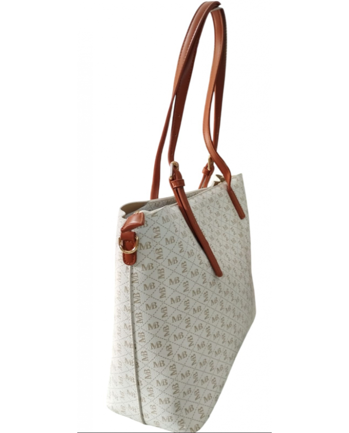 Michael Bolton borsa beige da donna con doppio manico allungabile e tracolla