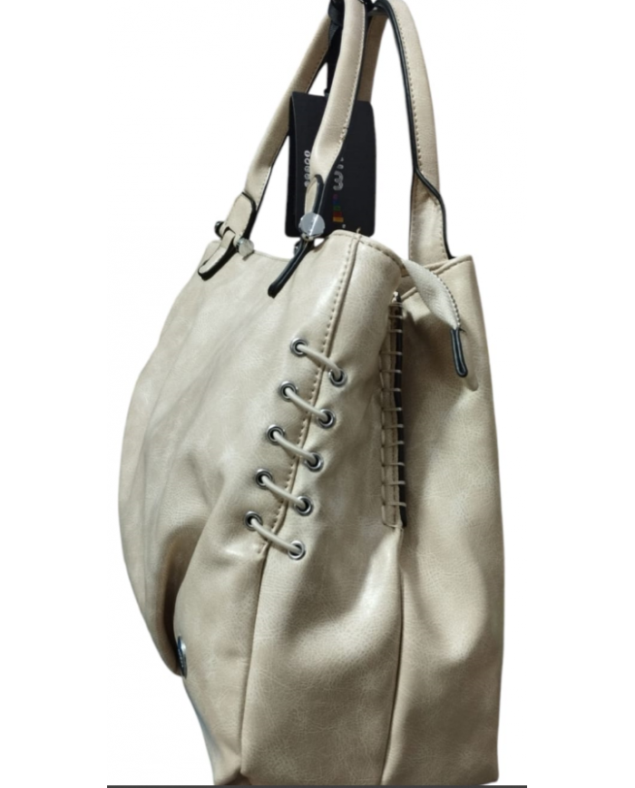 Volum Harisa Borsa a Mano Beige  con Tracolla Regolabile Dettagli Artigianali