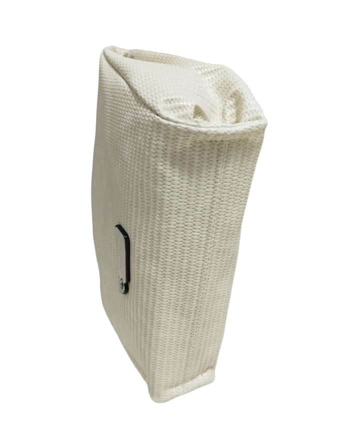 VOLUM Borsa Tracolla Donna Media PU Effetto Rafia Perline XL Bianca Modello VB25044