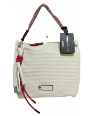 VOLUM Borsa Tracolla Donna Media PU Effetto Rafia Perline XL Bianca Modello VB25044