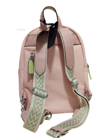 Volum Achiote zaino rosa goffrato effetto rafia con porta chiavi removibile