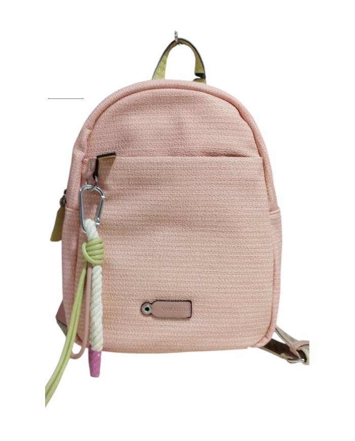 Volum Achiote zaino rosa goffrato effetto rafia con porta chiavi removibile 8432972383812