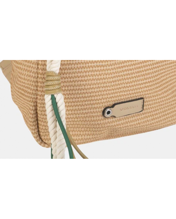 Volum Achiote zaino cammello goffrato effetto rafia con porta chiavi removibile