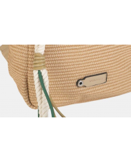 Volum Achiote zaino cammello goffrato effetto rafia con porta chiavi removibile