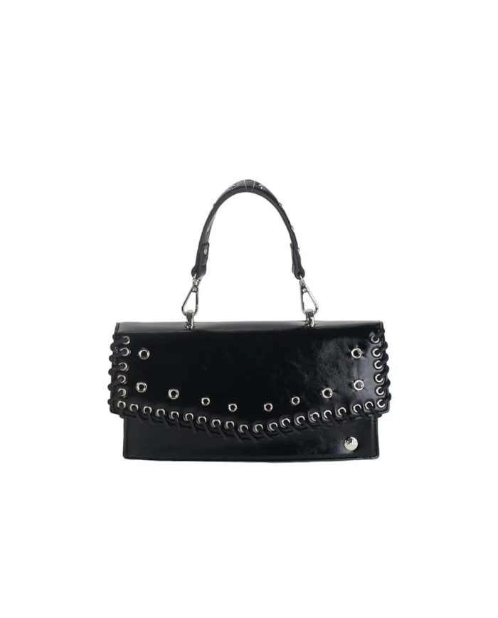 Volum Borsa a Mano Nero PU Lavato con Dettagli Artigianali e Tracolla Regolabile 8432972384390