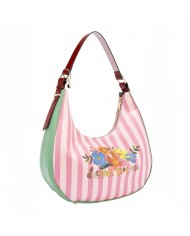 Nicole Lee Borsa Hobo Dreams Blossom Donna Vegan con Fiori Strass 37x21,5cm