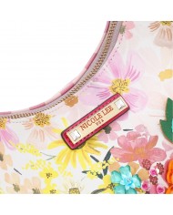 Nicole Lee Borsa Hobo Dreams Blossom Donna Vegan con Fiori Strass 37x21,5cm