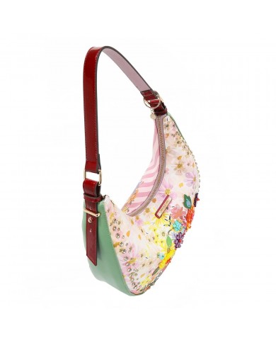 Nicole Lee Borsa Hobo Dreams Blossom Donna Vegan con Fiori Strass 37x21,5cm