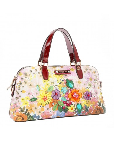 Nicole Lee Borsa Cupola Dreams Blossom Fiori Strass Tracolla Donna 33,5cm