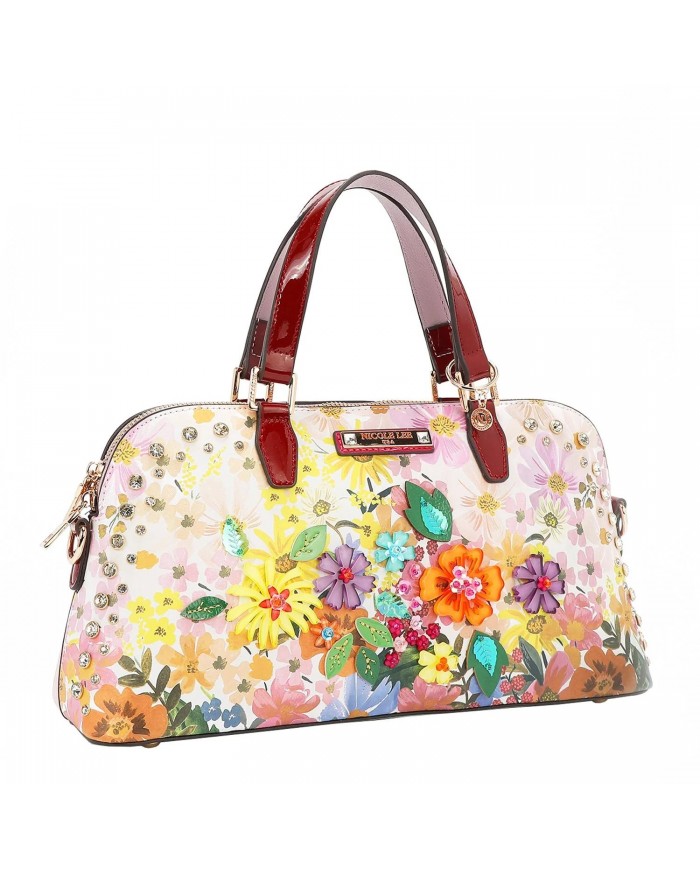 Nicole Lee Borsa Cupola Dreams Blossom Fiori Strass Tracolla Donna 33,5cm