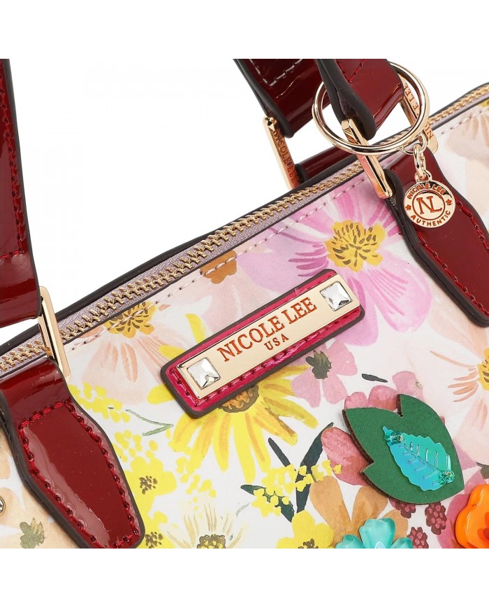 Nicole Lee Borsa Cupola Dreams Blossom Fiori Strass Tracolla Donna 33,5cm