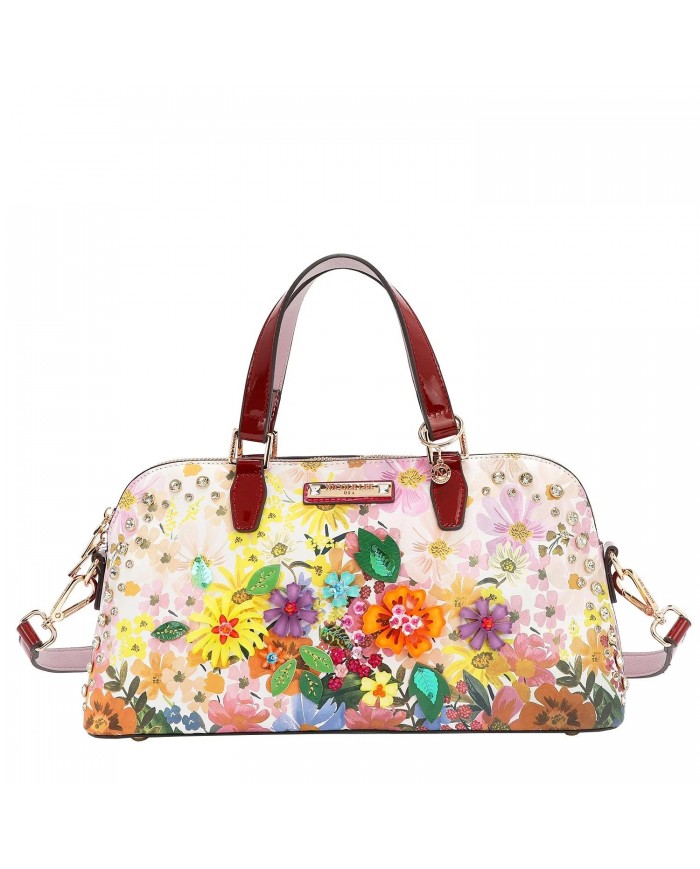 Nicole Lee Borsa Cupola Dreams Blossom Fiori Strass Tracolla Donna 33,5cm