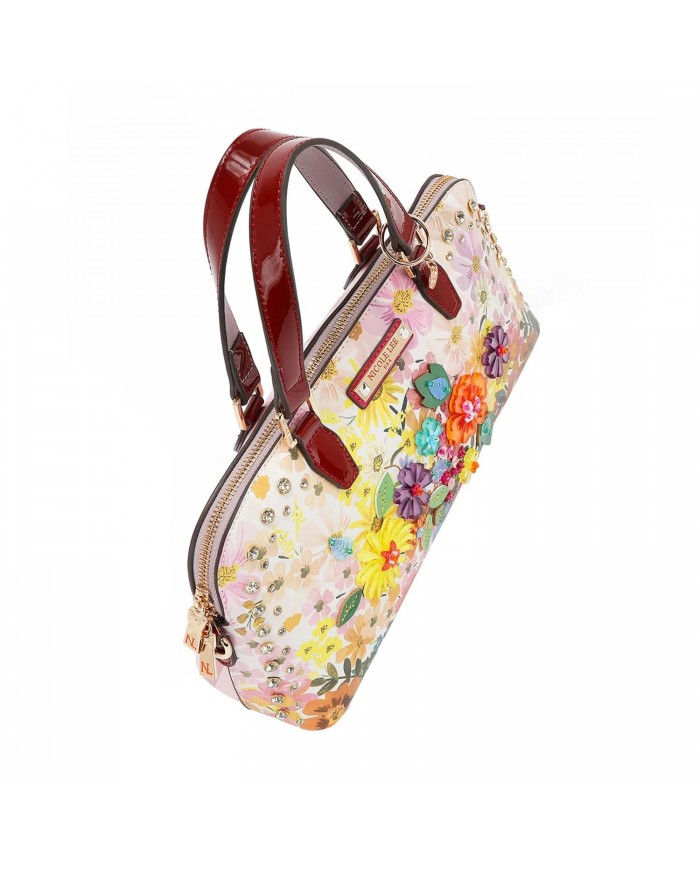 Nicole Lee Borsa Cupola Dreams Blossom Fiori Strass Tracolla Donna 33,5cm