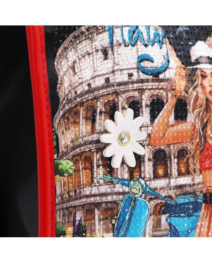 Nicole Lee Borsa a Spalla MARTHA TRAVELS ITALY Tracolla Regolabile 33x23cm