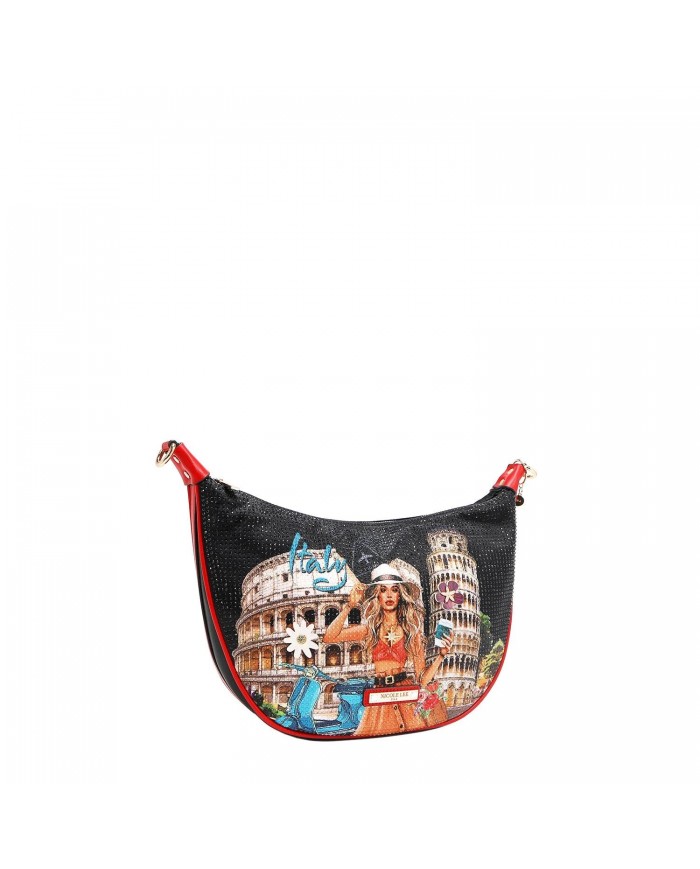 Nicole Lee Borsa a Spalla MARTHA TRAVELS ITALY Tracolla Regolabile 33x23cm
