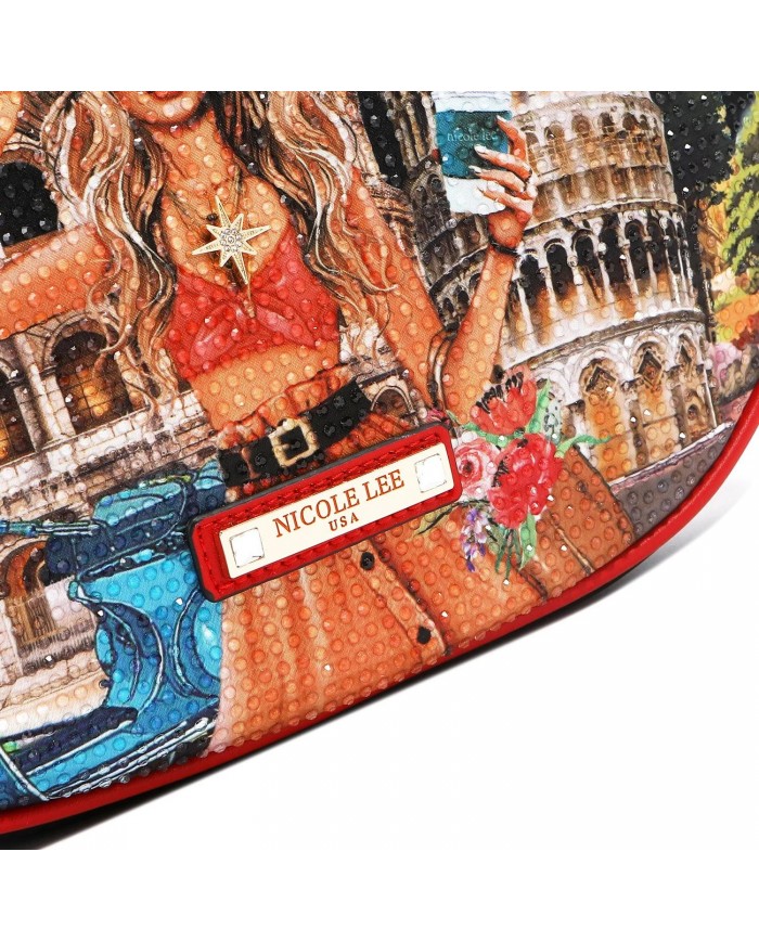 Nicole Lee Borsa a Spalla MARTHA TRAVELS ITALY Tracolla Regolabile 33x23cm