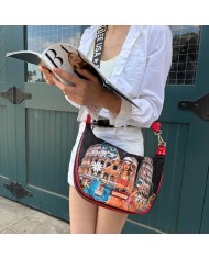 Nicole Lee Borsa a Spalla MARTHA TRAVELS ITALY Tracolla Regolabile 33x23cm