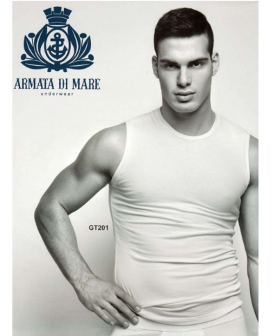 Armata di Mare Canotta  Caraco da Uomo Bianca Spalla Larga  intimo Cotone GT201